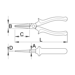 476/1VDEBI - Szczypce okrągłe, długie, izolowane
