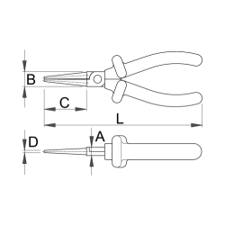 476/1VDEDP - Szczypce okrągłe, długie, izolowane