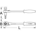 1621/1ABI - Pokrętło zapadkowe dwustronne z 14 mm nasadką i 8 mm śrub z gniazdem sześciokątnym