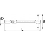 194/2D1L - Klucz do świec, przegubowy, z uchwytem typu T, długi