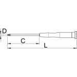 625E - Wkrętak precyzyjny krzyżakowy, o profilu Pozidriv (PH) dla elektroników