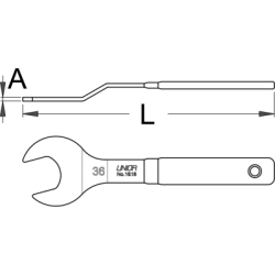 1618/2DP -  Klucz do stożków, jednostronny, odgięty