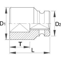 231/4SQ - Nasadka 1/2', udarowa, 4-kątna